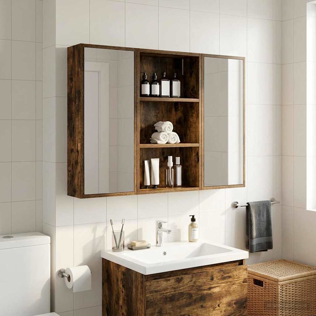 vidaXL Szafka ścienna łazienkowa z półką Dąb Wędzony 40 x 14 x 70 cm