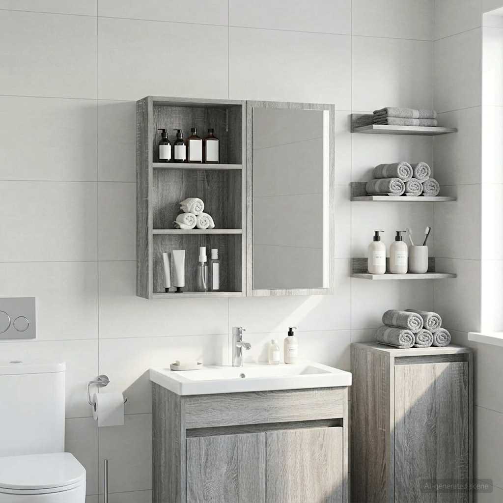 vidaXL Szafka ścienna łazienkowa z półką Szary Sonoma 40 x 14 x 70 cm