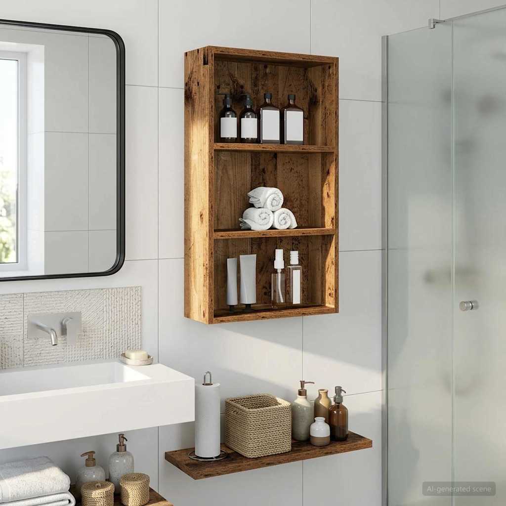 vidaXL Szafka ścienna łazienkowa z półką Stare drewno 40 x 14 x 70 cm