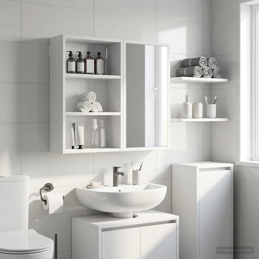 vidaXL Szafka ścienna łazienkowa z półką Biały 40 x 16 x 62,5 cm