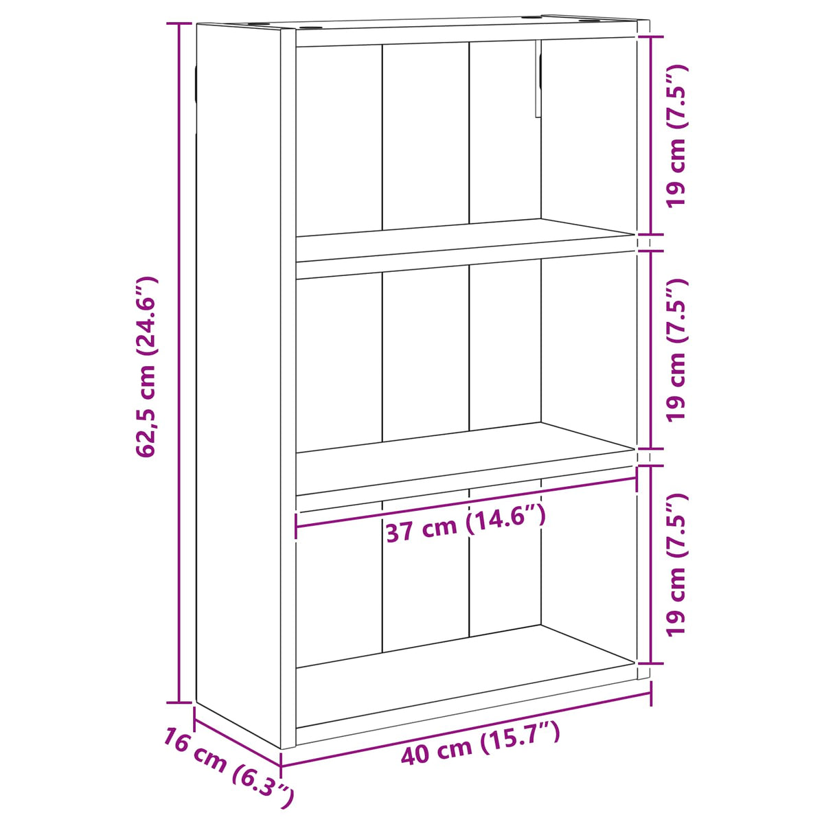 vidaXL Szafka ścienna łazienkowa Biały 40 x 16 x 62,5 cm