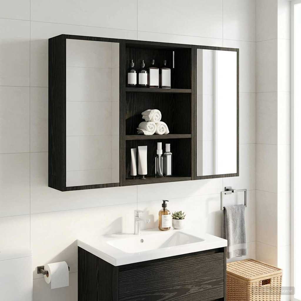 vidaXL Szafka ścienna łazienkowa z półką Czarny Dąb 40 x 16 x 62,5 cm