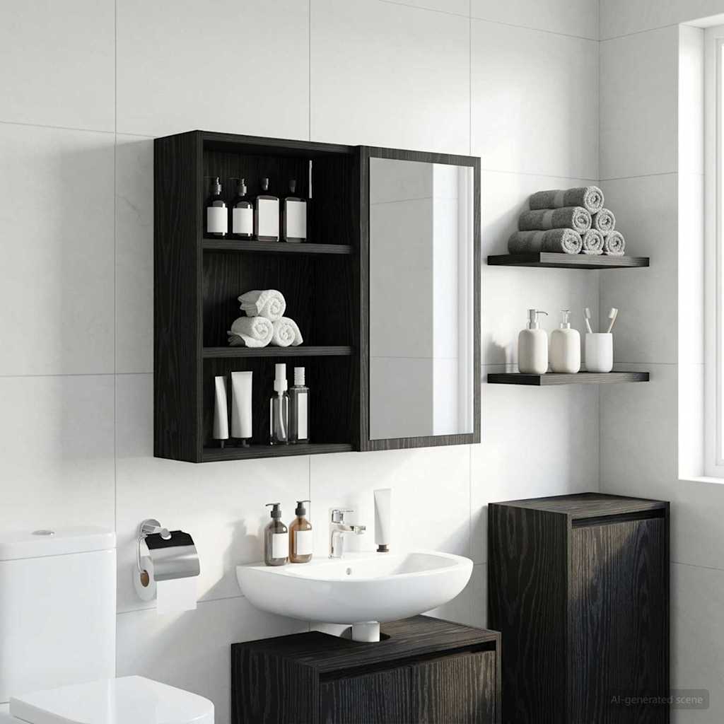 vidaXL Szafka ścienna łazienkowa z półką Czarny Dąb 40 x 16 x 62,5 cm