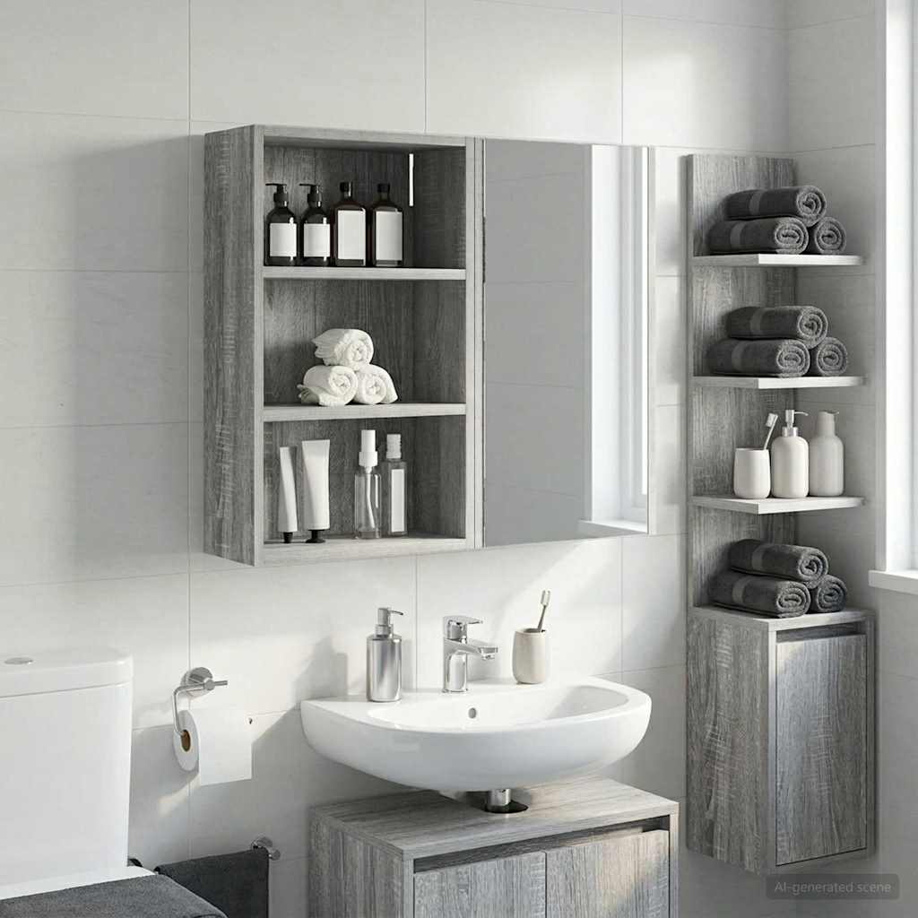 vidaXL Szafka ścienna łazienkowa Szary Sonoma 40 x 16 x 62,5 cm