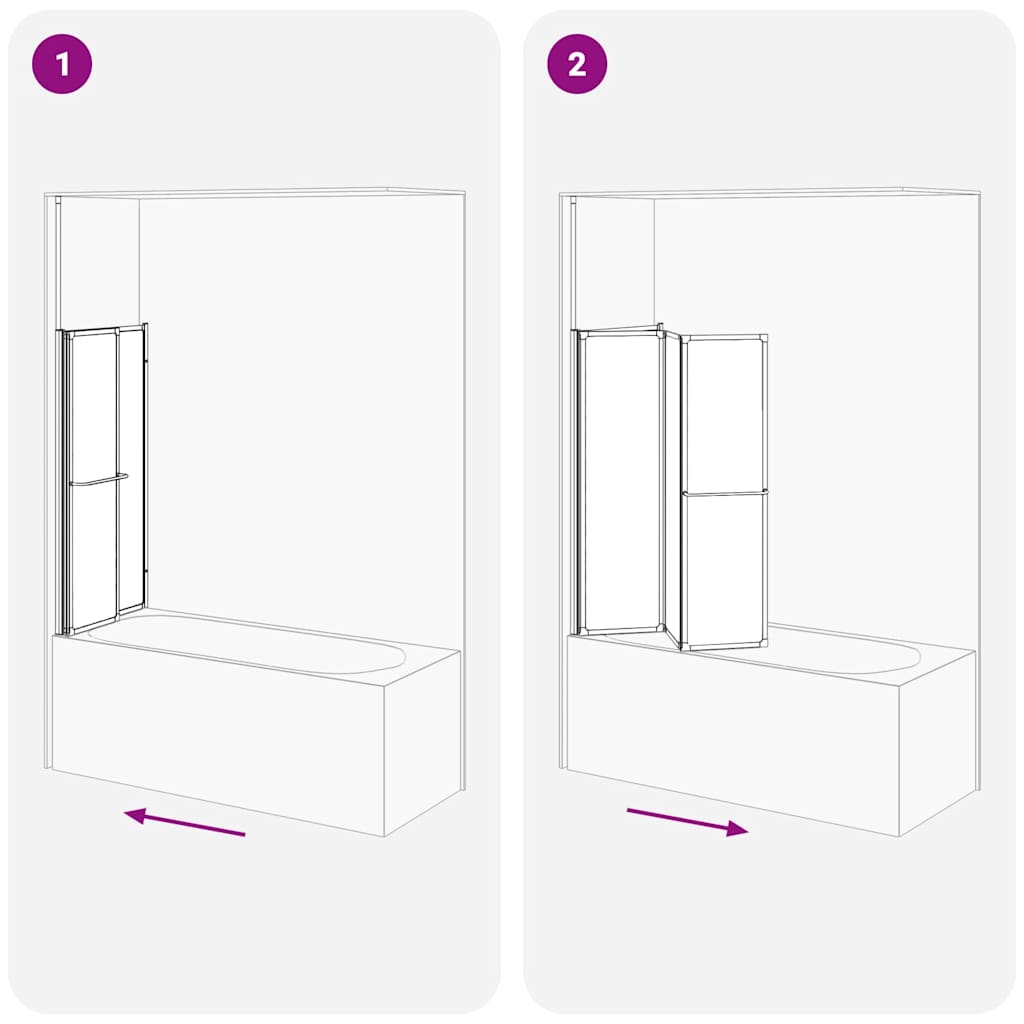 vidaXL Ekran do kąpieli Mrożone 120 x 70 x 137 cm Aluminium