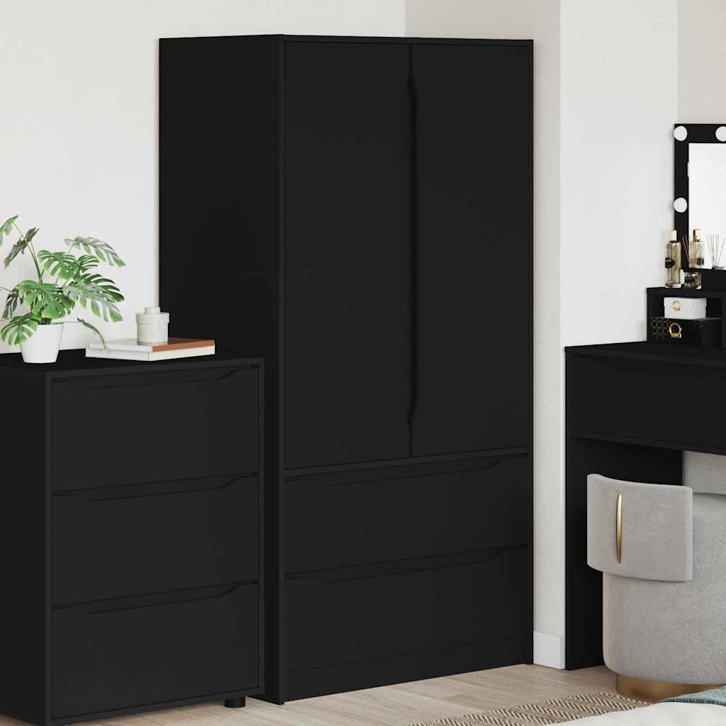 vidaXL Garderoba Czarny 79,5 x 49 x 156 cm Drewno inżynieryjne