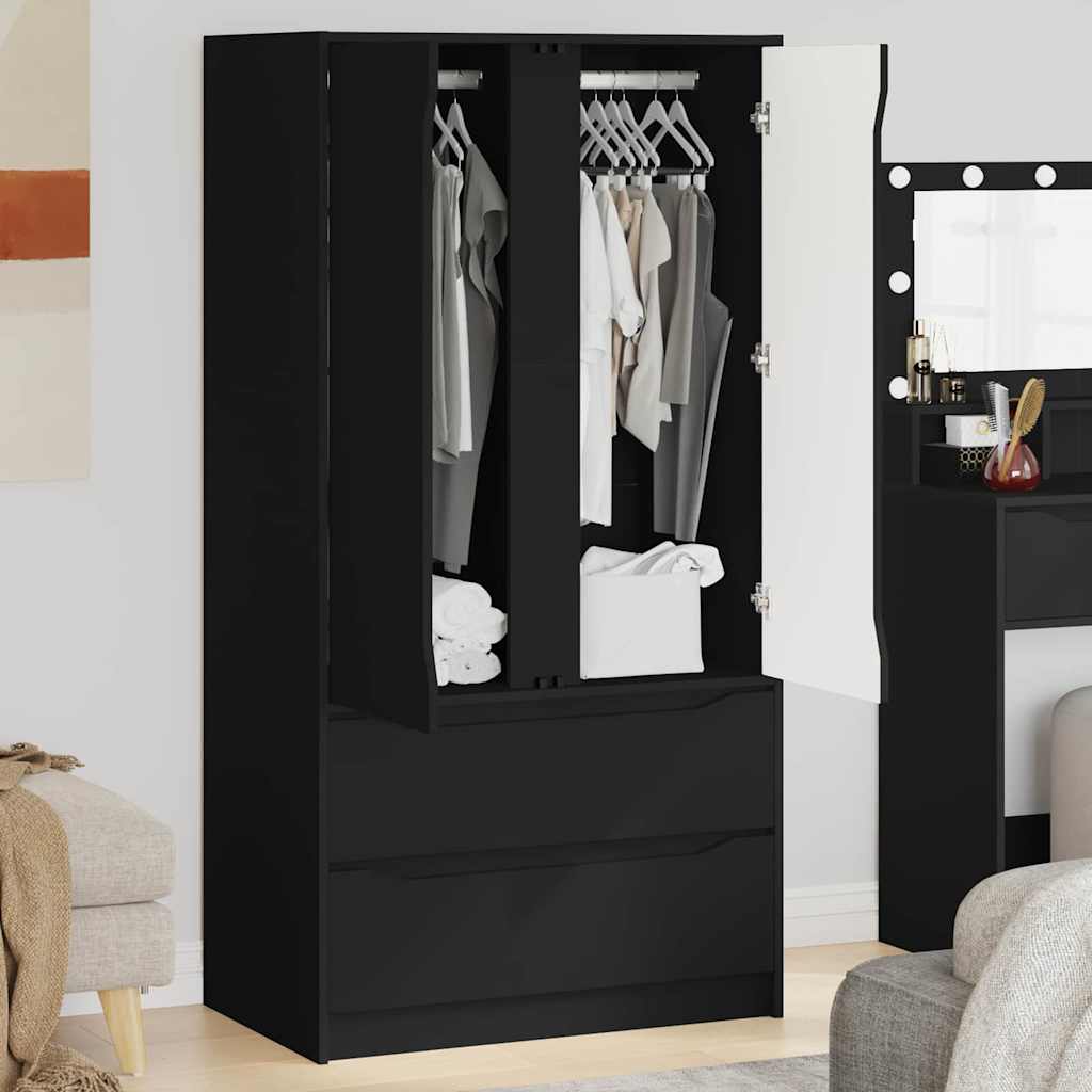 vidaXL Garderoba Czarny 79,5 x 49 x 156 cm Drewno inżynieryjne