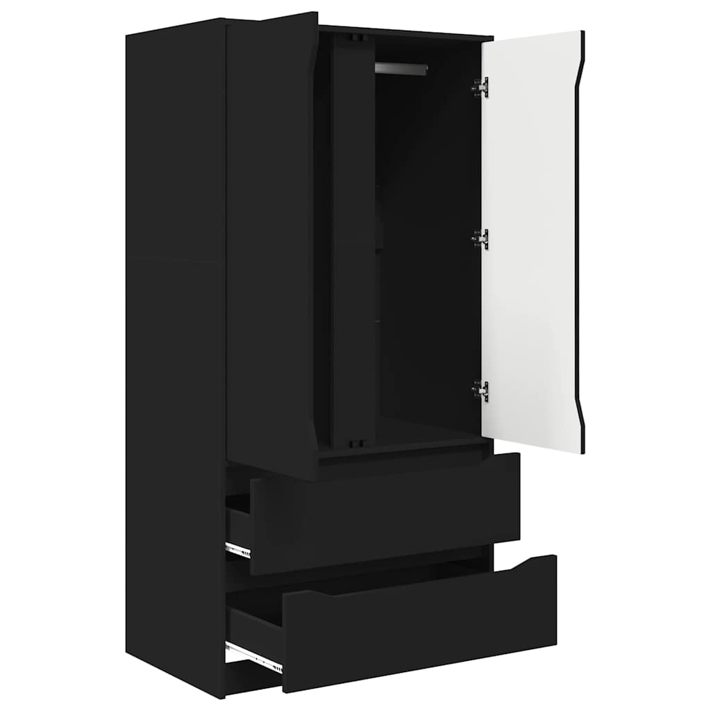 vidaXL Garderoba Czarny 79,5 x 49 x 156 cm Drewno inżynieryjne