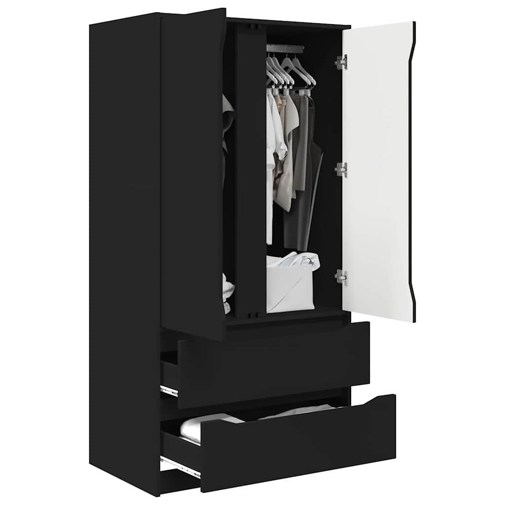 vidaXL Garderoba Czarny 79,5 x 49 x 156 cm Drewno inżynieryjne
