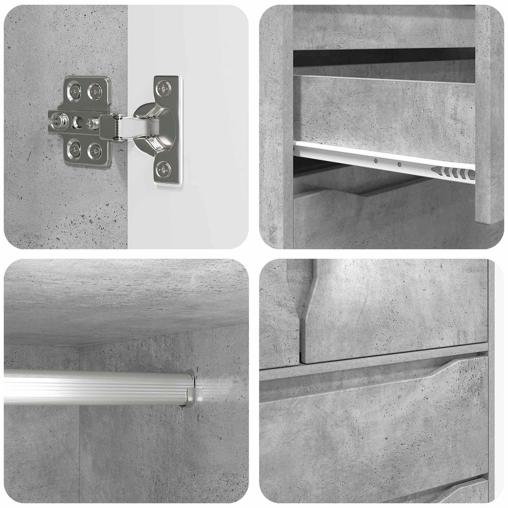 vidaXL Garderoba Betonowy Szary 79,5 x 49 x 156 cm Drewno inżynieryjne