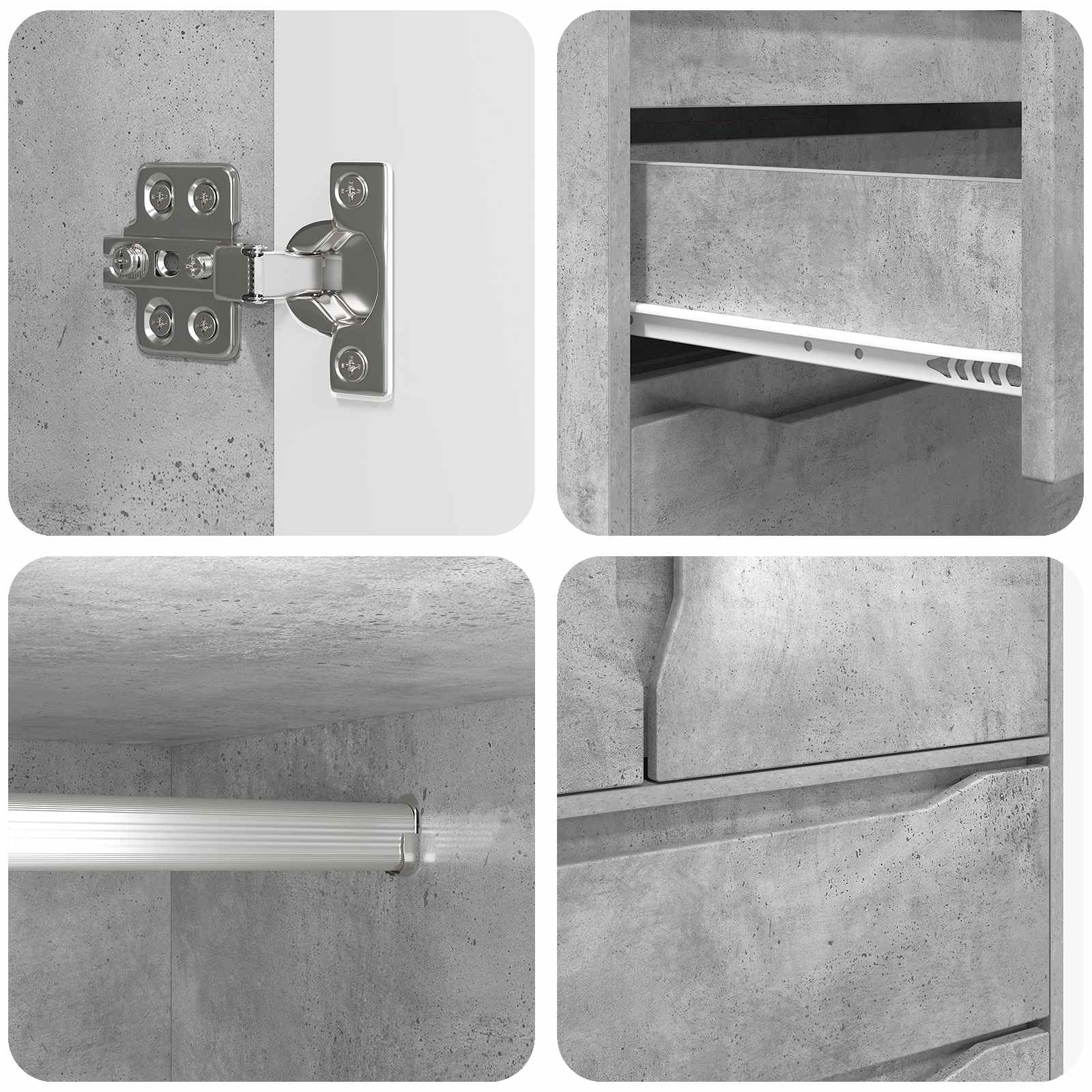 vidaXL Garderoba Betonowy Szary 79,5 x 49 x 156 cm Drewno inżynieryjne