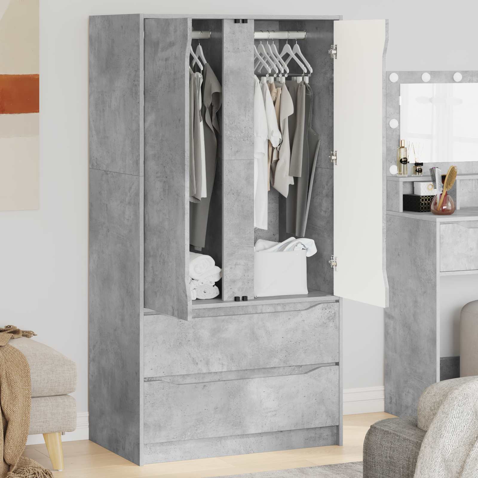 vidaXL Garderoba Betonowy Szary 79,5 x 49 x 156 cm Drewno inżynieryjne
