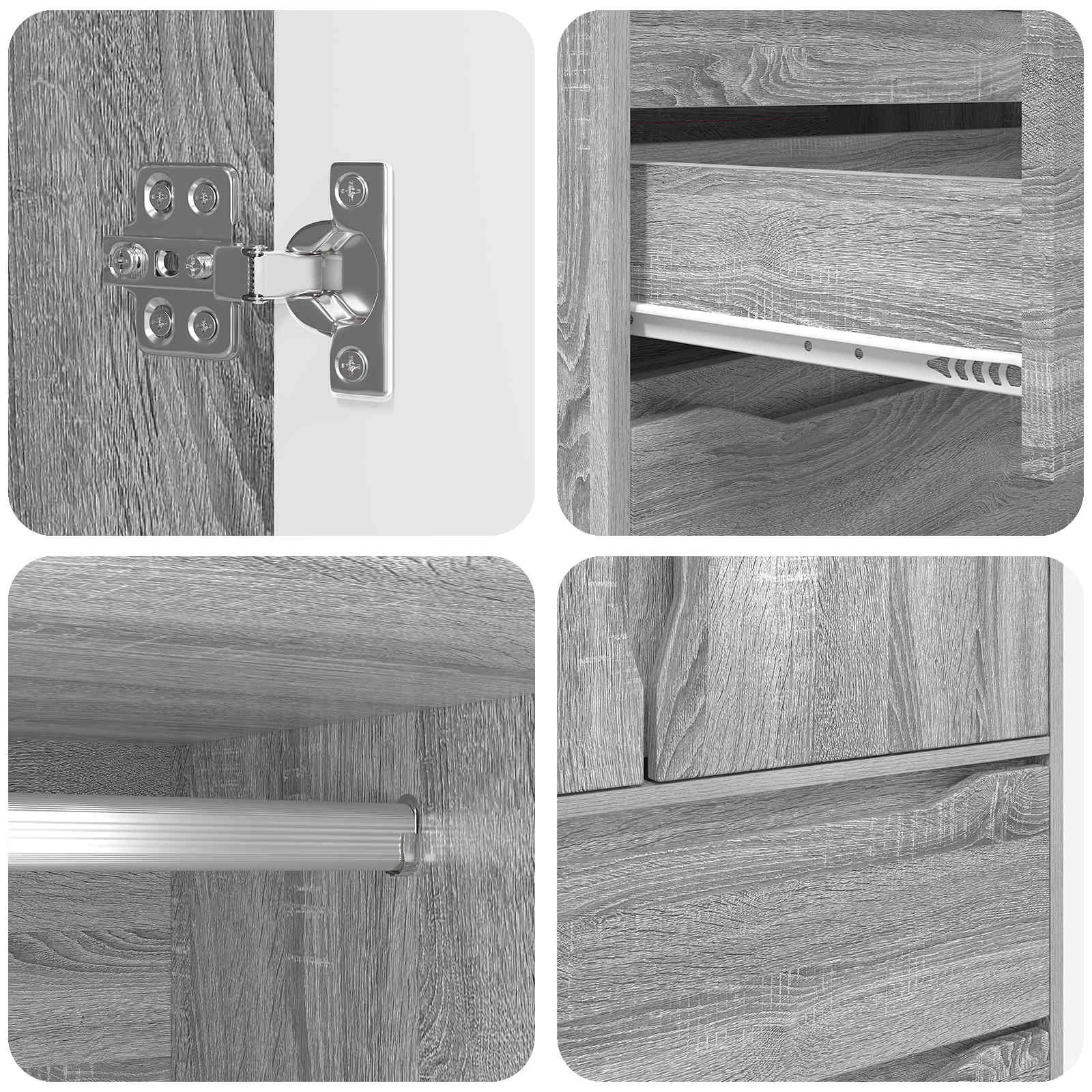 vidaXL Garderoba Szary Sonoma 79,5 x 49 x 156 cm Drewno inżynieryjne