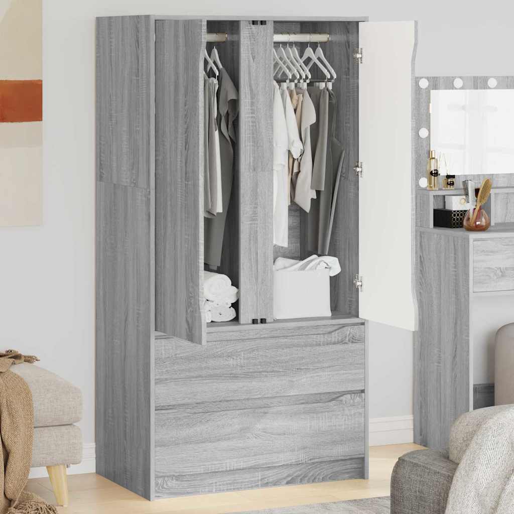 vidaXL Garderoba Szary Sonoma 79,5 x 49 x 156 cm Drewno inżynieryjne