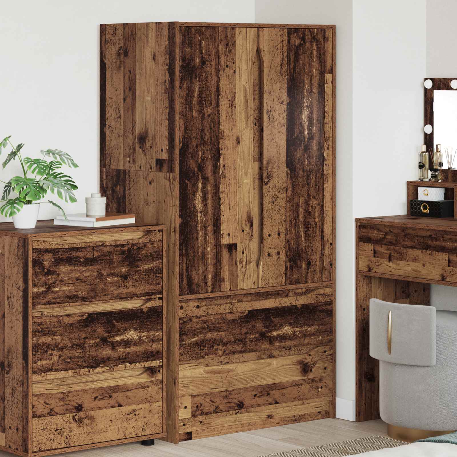 vidaXL Garderoba Stare drewno 79,5 x 49 x 156 cm Drewno inżynieryjne
