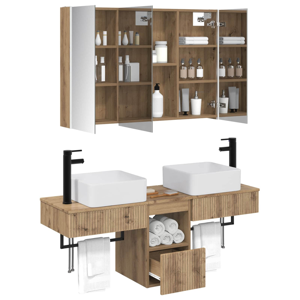 vidaXL Zestaw Szafek Łazienkowych 4 szt. Dąb artisan