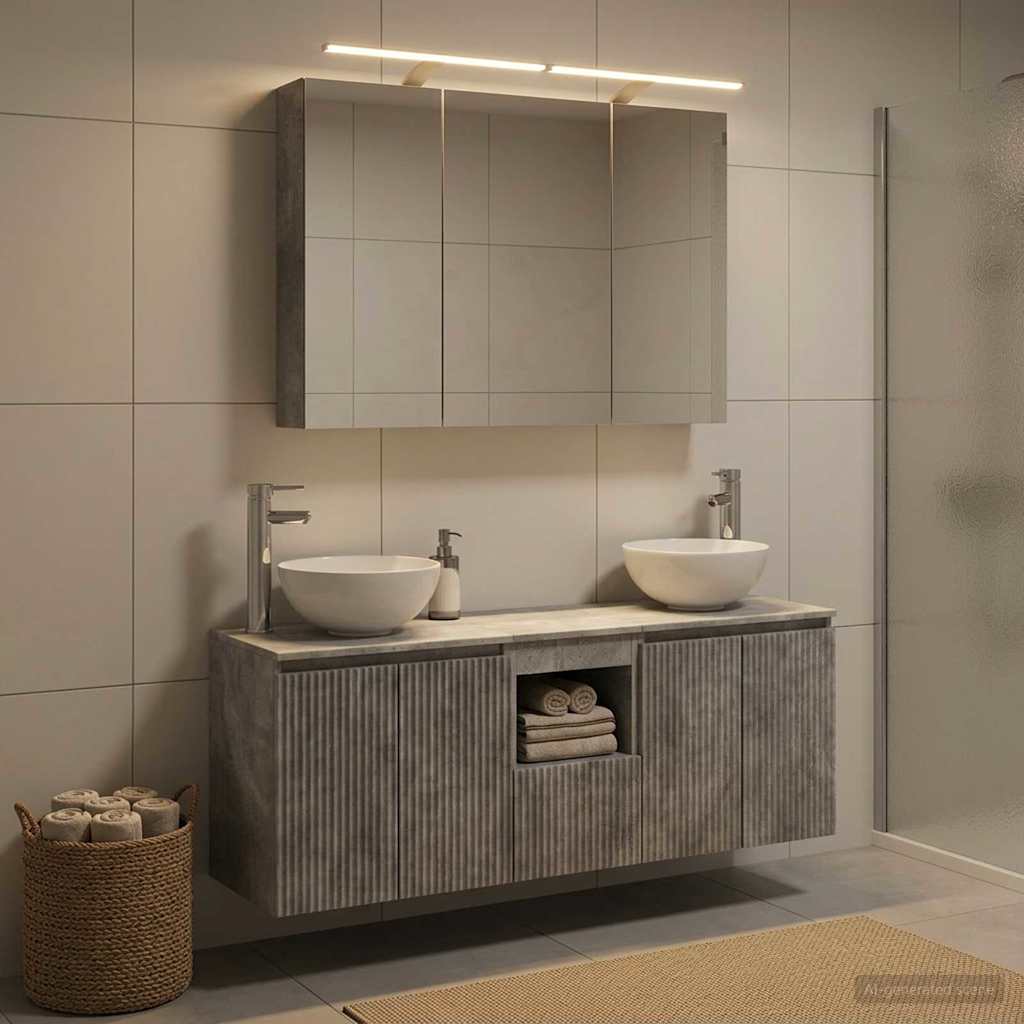 vidaXL Zestaw Szafek Łazienkowych 4 szt. Betonowy szary