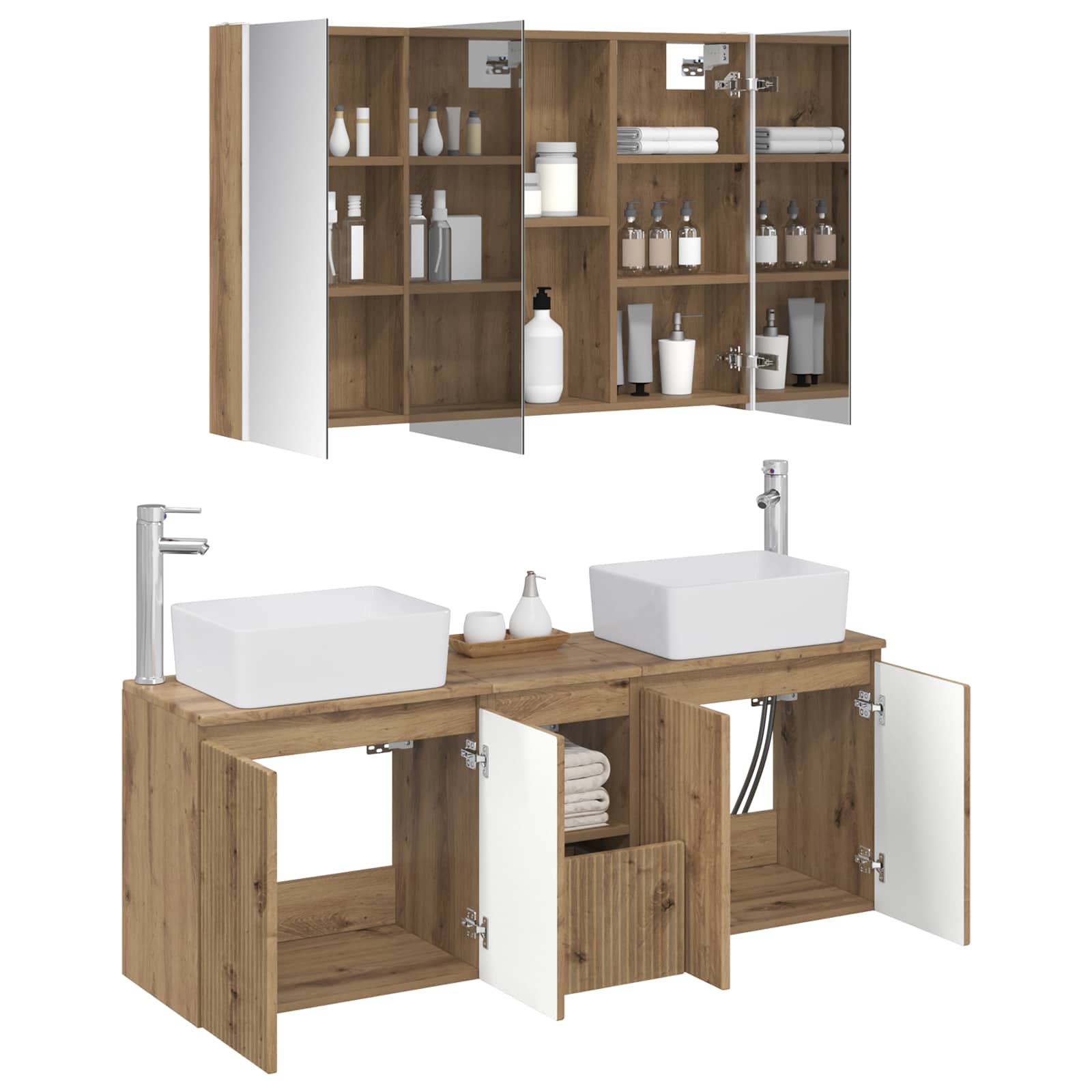 vidaXL Zestaw Szafek Łazienkowych 4 szt. Dąb artisan