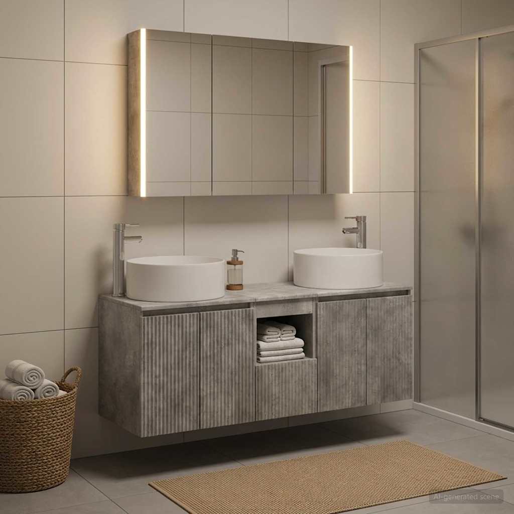 vidaXL Zestaw Szafek Łazienkowych 4 szt. Betonowy szary