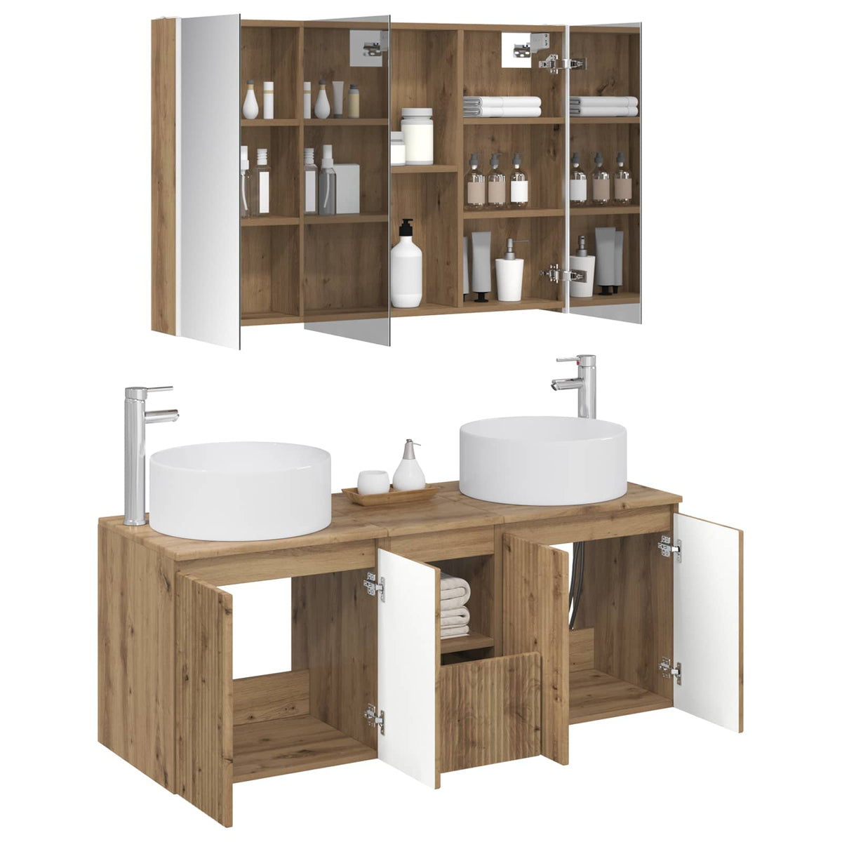vidaXL Zestaw Szafek Łazienkowych 4 szt. Dąb artisan