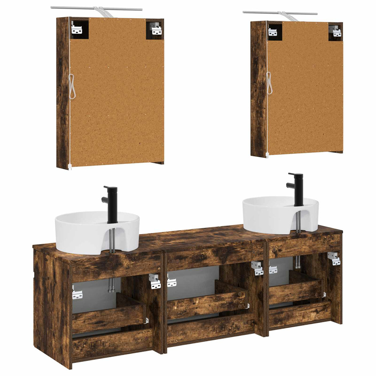 vidaXL Zestaw Szafek Łazienkowych 5 szt. Dąb wędzony