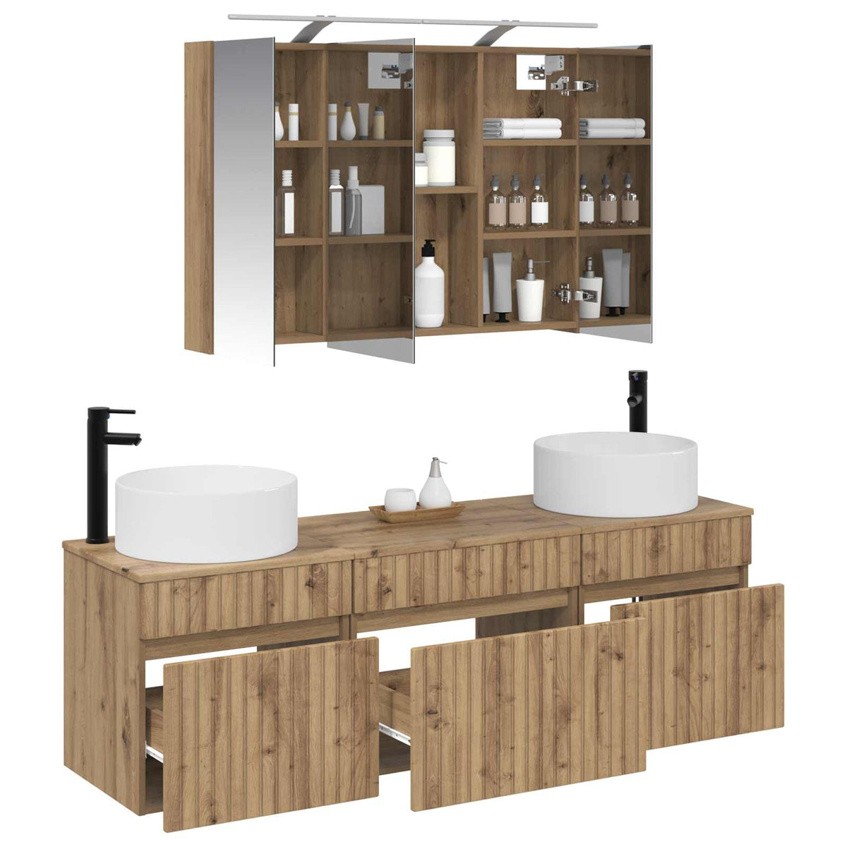 vidaXL Zestaw Szafek Łazienkowych 4 szt. Dąb artisan