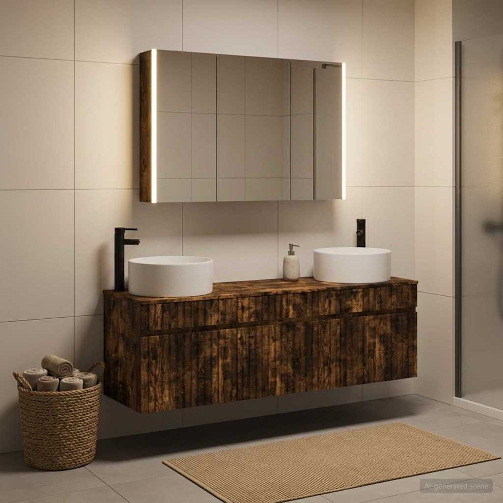 vidaXL Zestaw Szafek Łazienkowych 4 szt. Dąb wędzony