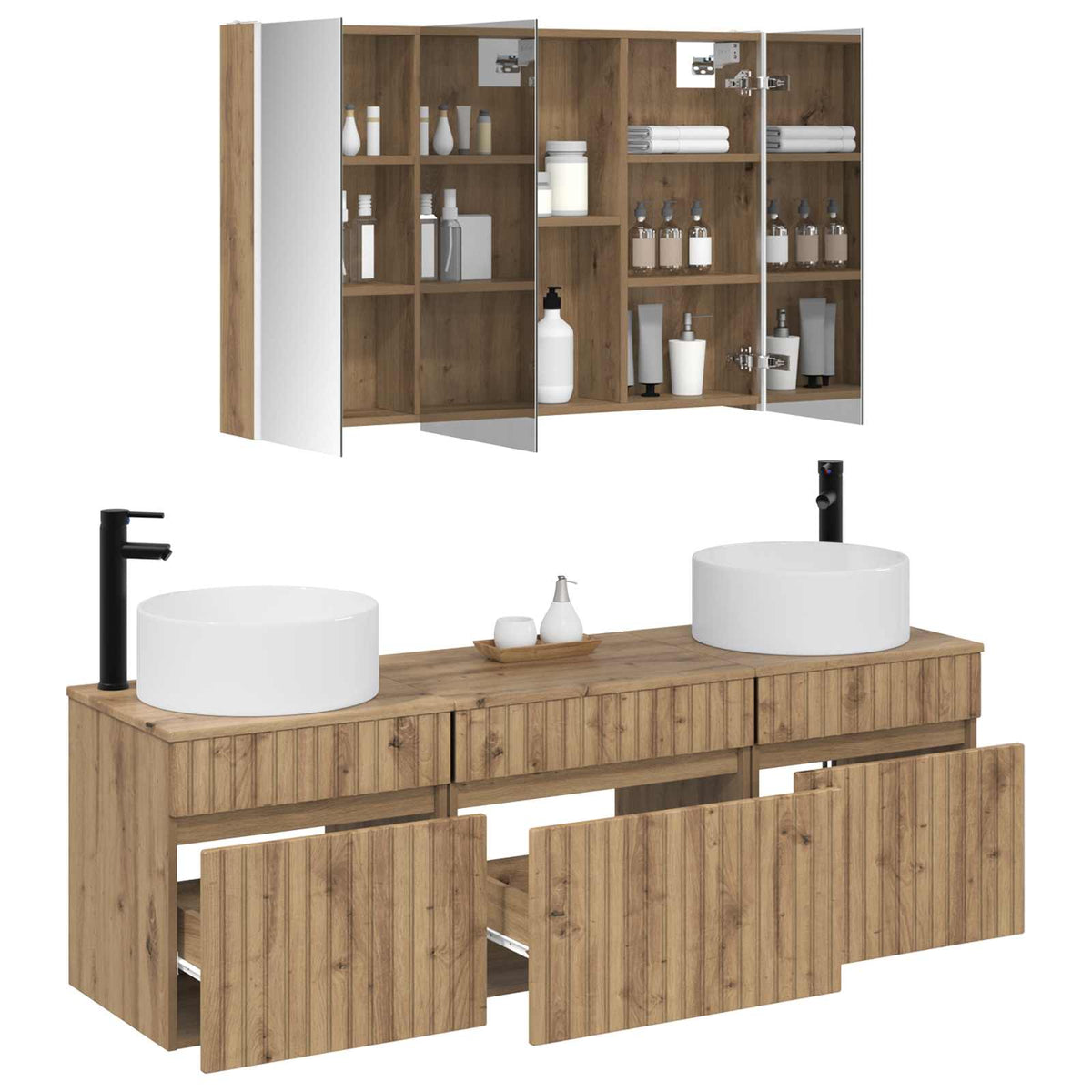 vidaXL Zestaw Szafek Łazienkowych 4 szt. Dąb artisan