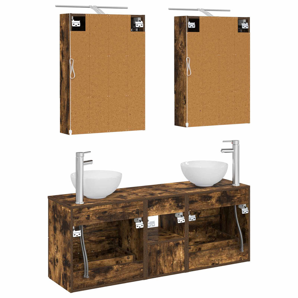 vidaXL Zestaw Szafek Łazienkowych 5 szt. Dąb wędzony