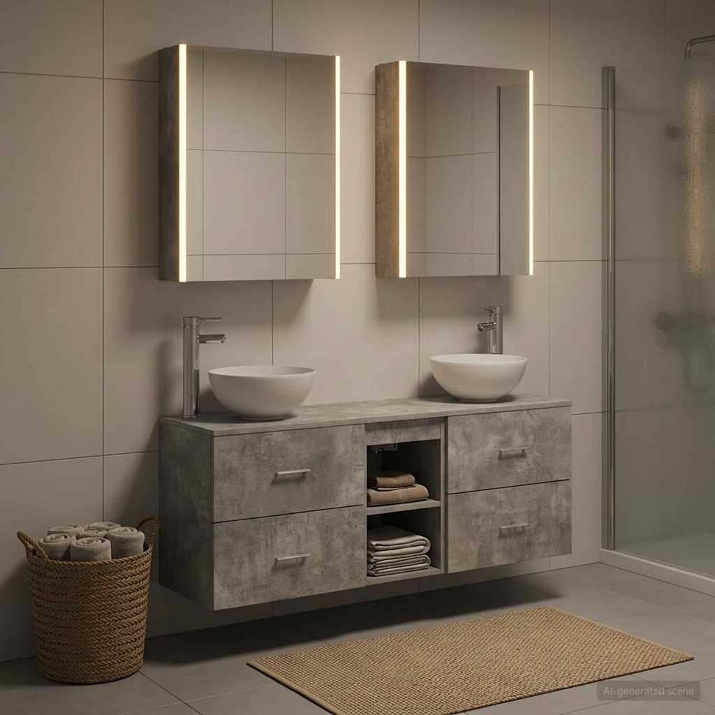 vidaXL Zestaw Szafek Łazienkowych 5 szt. Betonowy szary