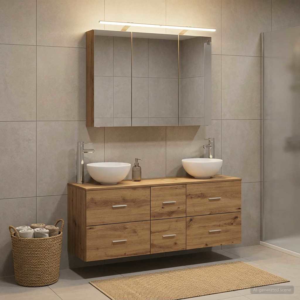 vidaXL Zestaw mebli łazienkowych 4 szt. Dąb artisan