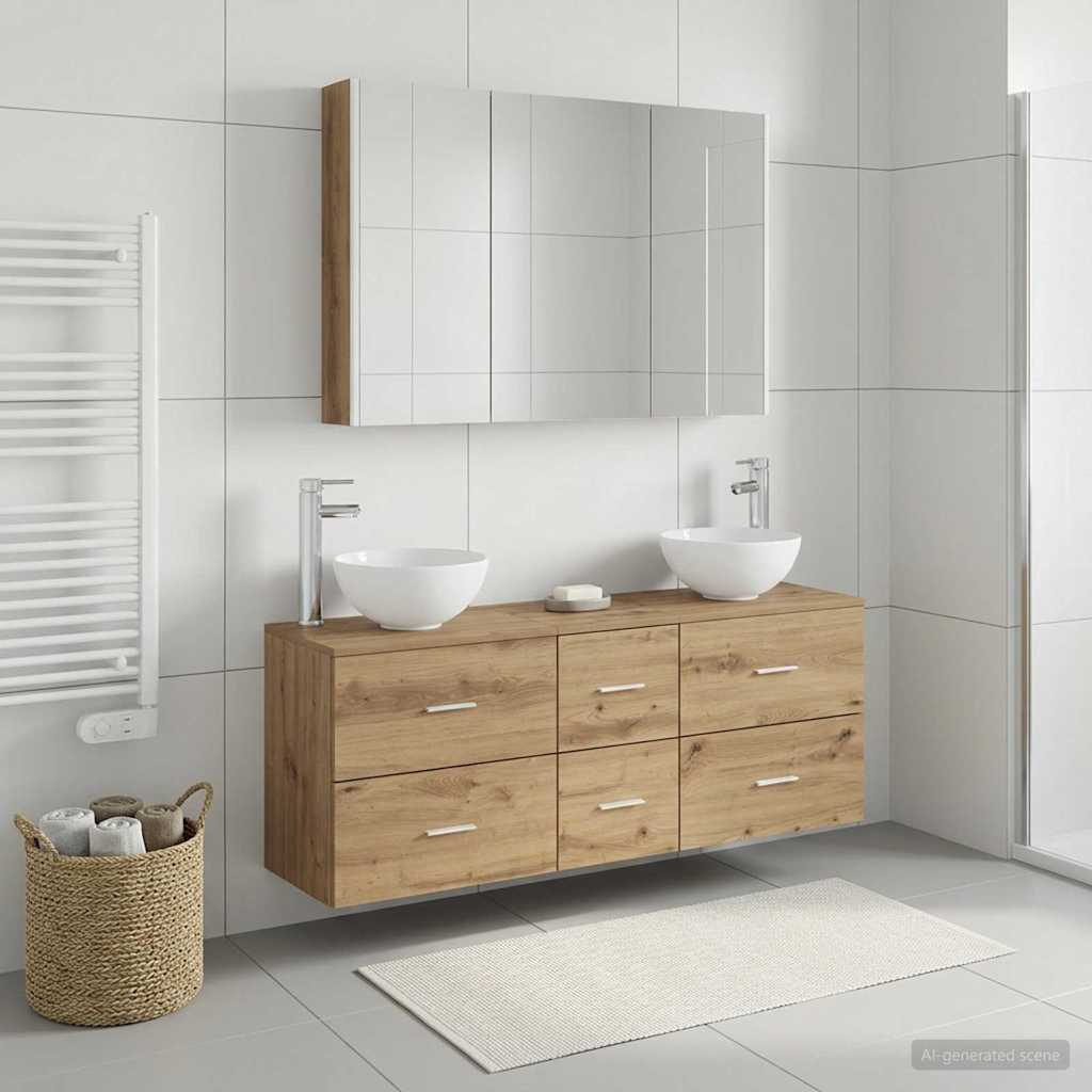 vidaXL Zestaw mebli łazienkowych 4 szt. Dąb artisan