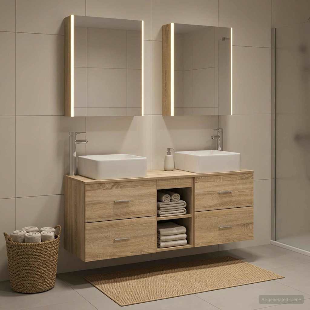 vidaXL Zestaw mebli łazienkowych 5 pcs dąb Sonoma