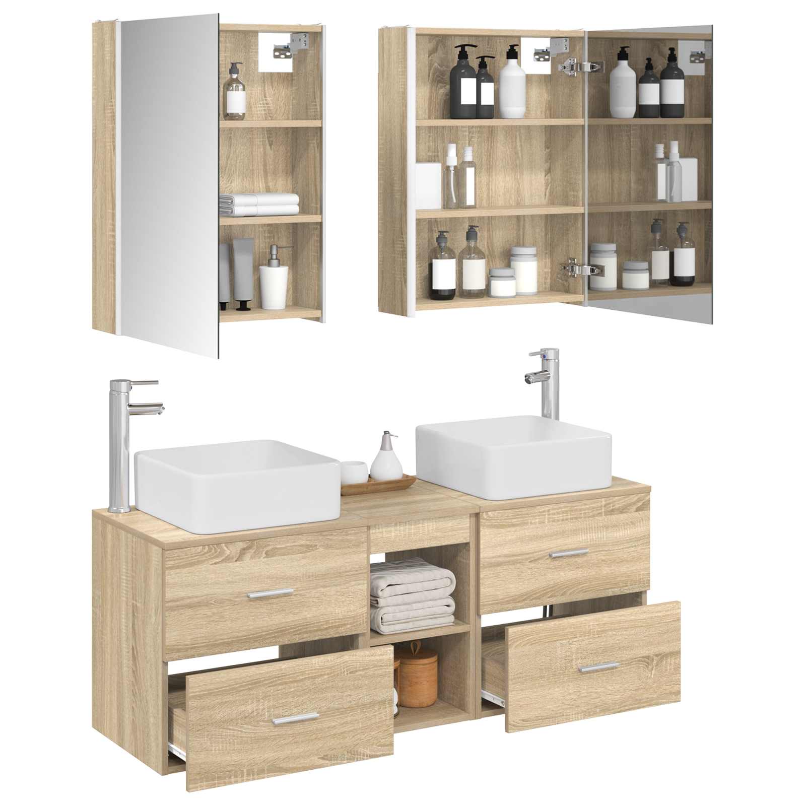 vidaXL Zestaw mebli łazienkowych 5 pcs dąb Sonoma