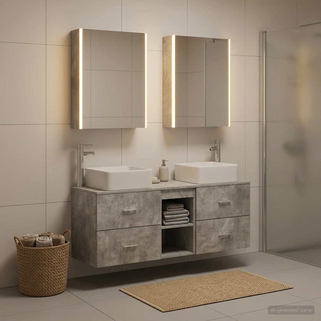 vidaXL Zestaw mebli łazienkowych 5 pcs Betonowy szary