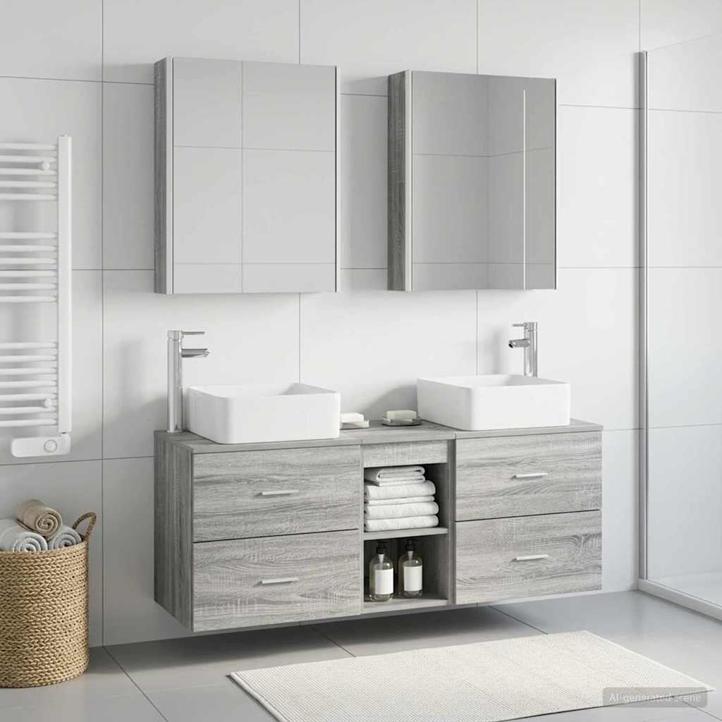 vidaXL Zestaw mebli łazienkowych 5 pcs Szary Sonoma