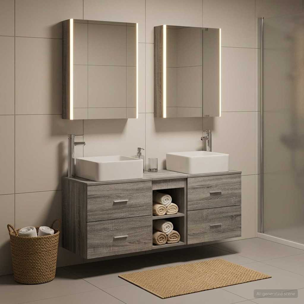 vidaXL Zestaw mebli łazienkowych 5 pcs Szary Sonoma