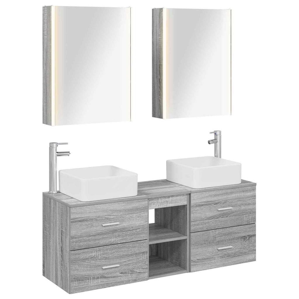 vidaXL Zestaw mebli łazienkowych 5 pcs Szary Sonoma