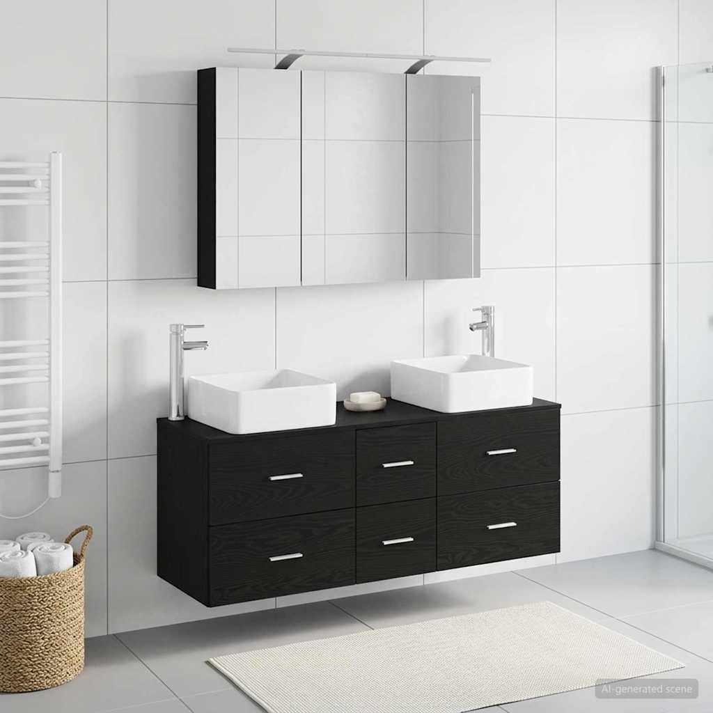vidaXL Zestaw mebli łazienkowych 4 pcs Czarny dąb