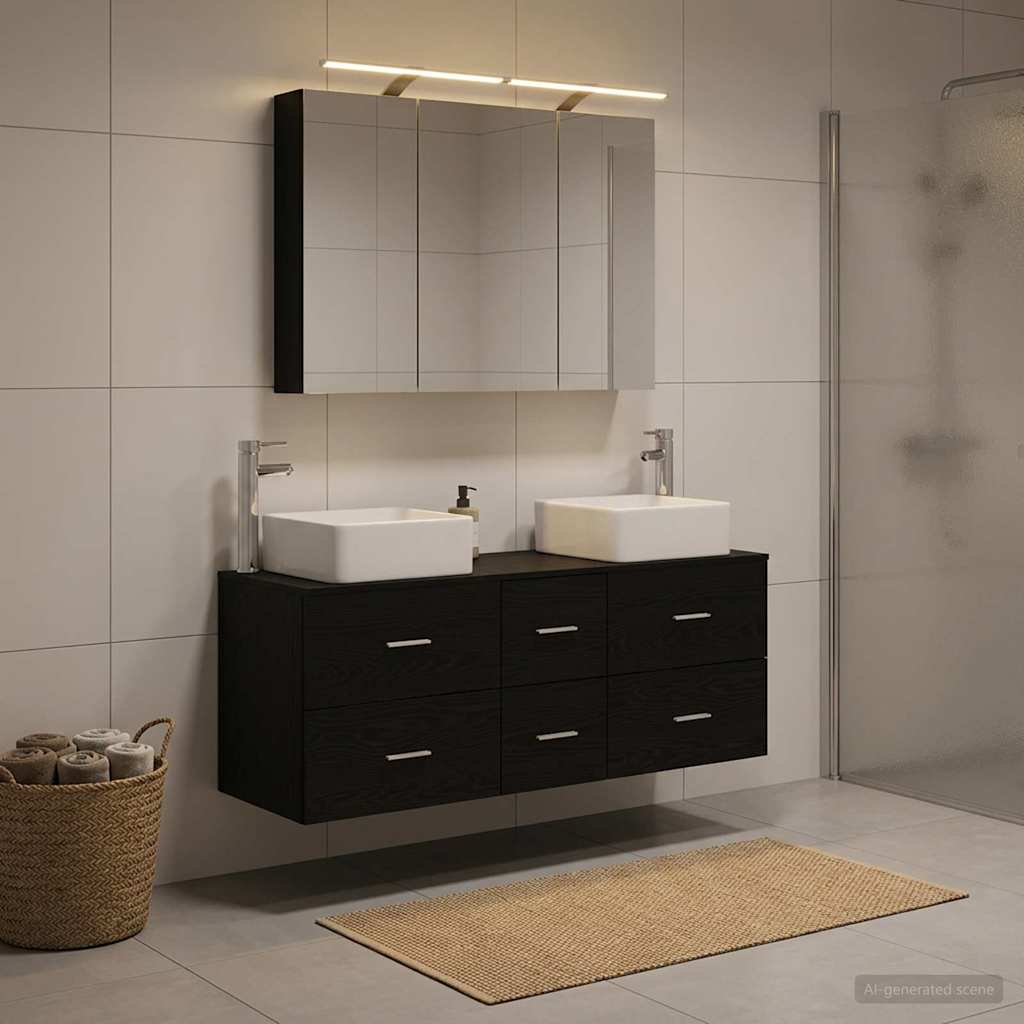 vidaXL Zestaw mebli łazienkowych 4 pcs Czarny dąb