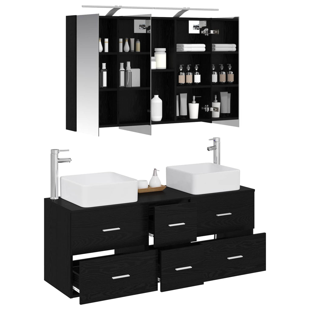 vidaXL Zestaw mebli łazienkowych 4 pcs Czarny dąb