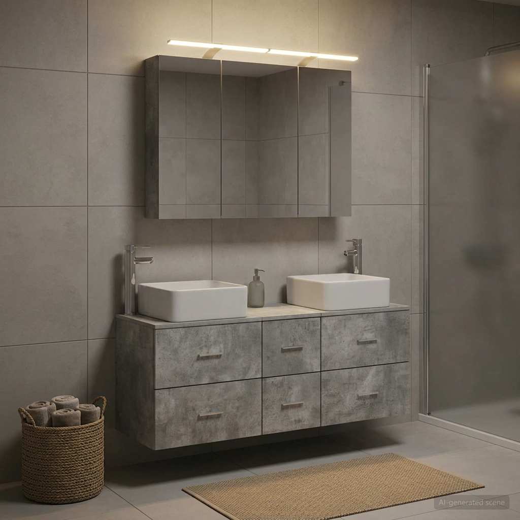 vidaXL Zestaw mebli łazienkowych 4 pcs Betonowy szary