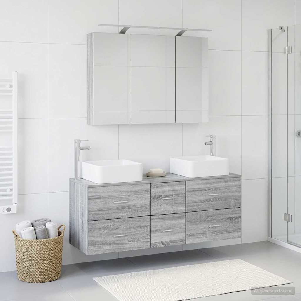 vidaXL Zestaw mebli łazienkowych 4 pcs Szary Sonoma