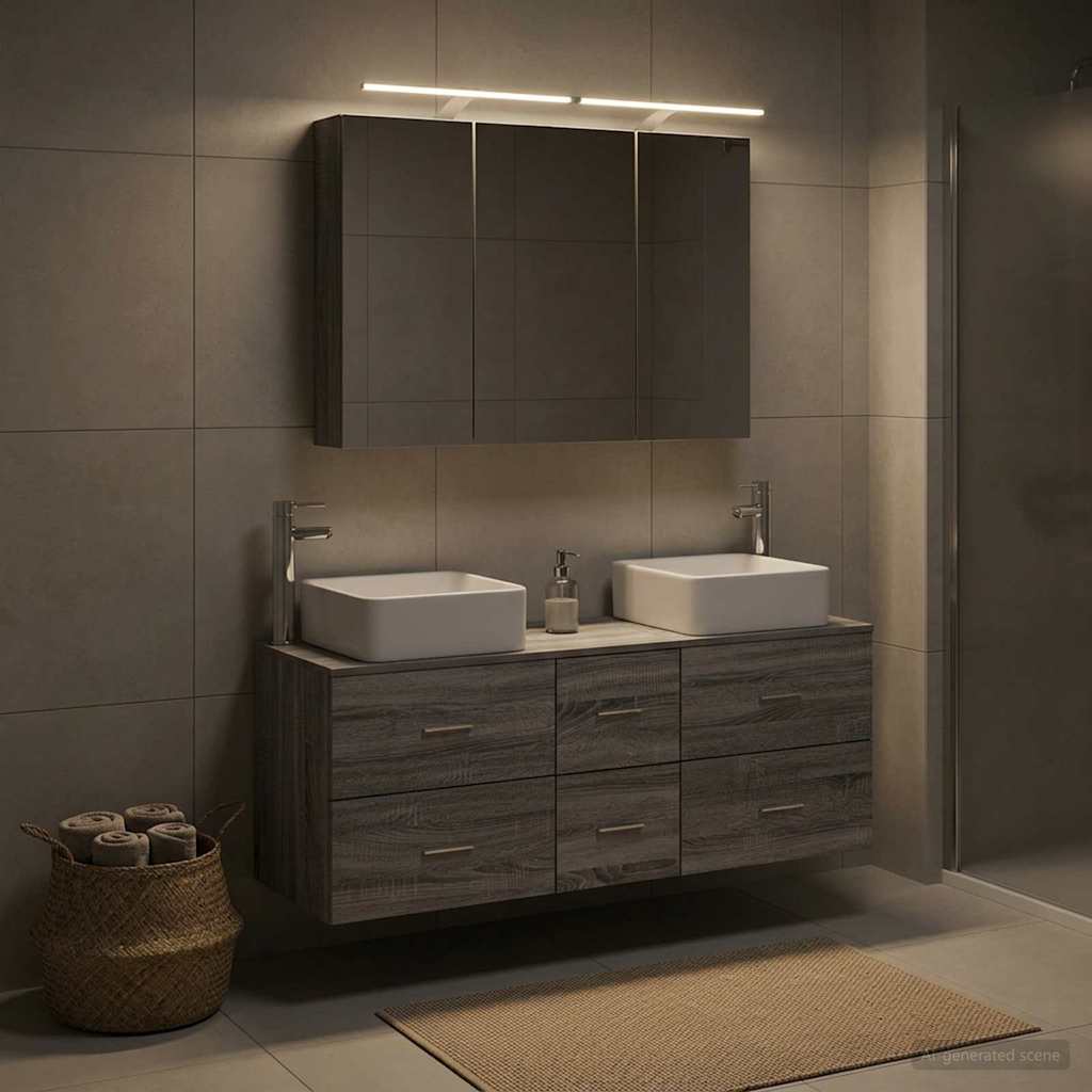 vidaXL Zestaw mebli łazienkowych 4 pcs Szary Sonoma