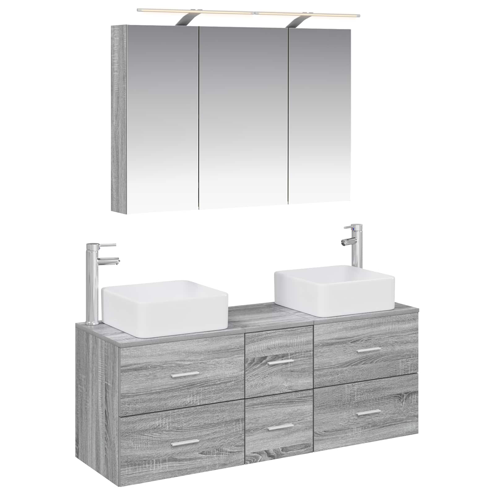 vidaXL Zestaw mebli łazienkowych 4 pcs Szary Sonoma