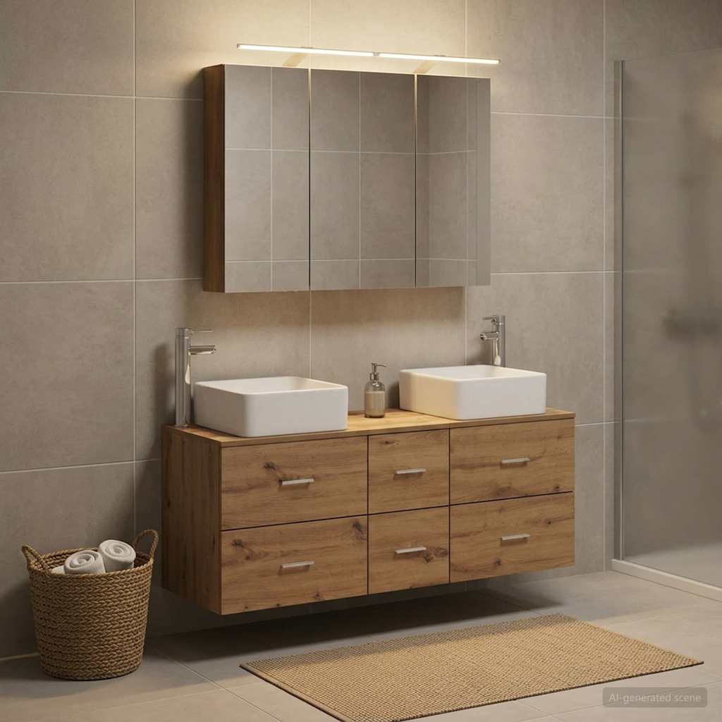 vidaXL Zestaw mebli łazienkowych 4 pcs Dąb artisan