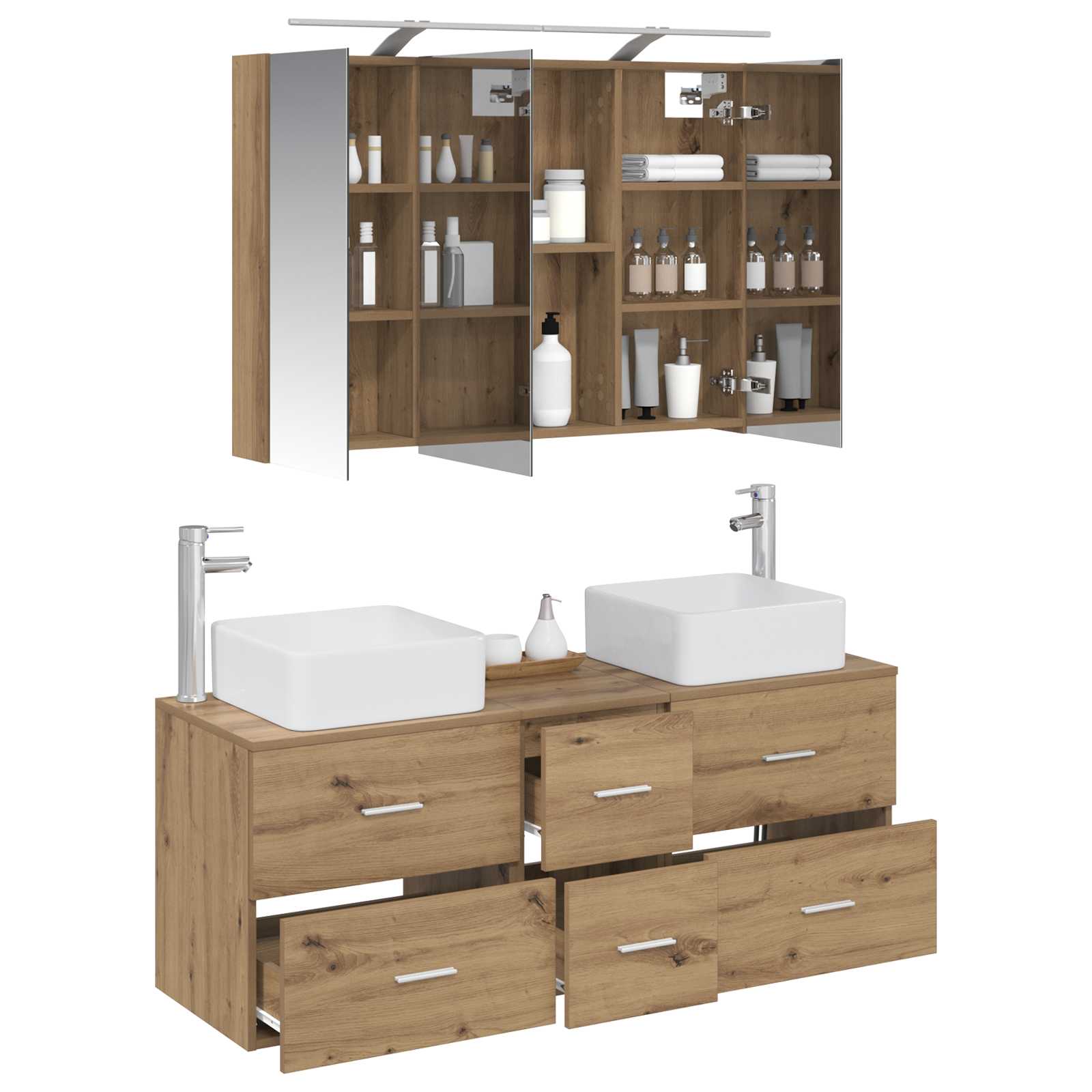 vidaXL Zestaw mebli łazienkowych 4 pcs Dąb artisan