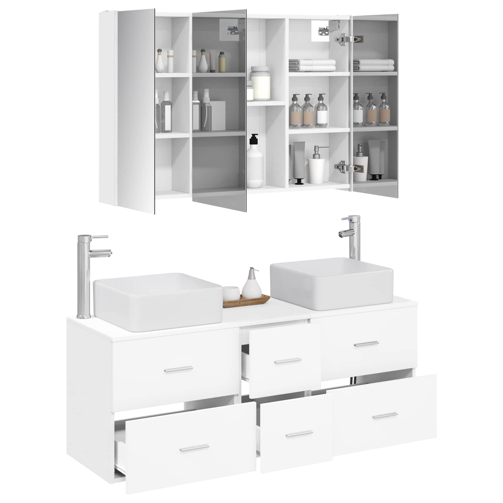 vidaXL Zestaw mebli łazienkowych 4 pcs Biały