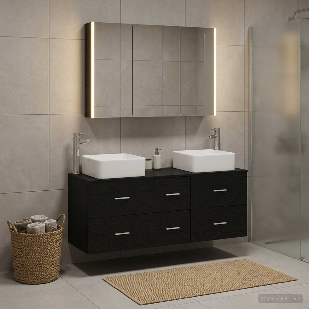 vidaXL Zestaw mebli łazienkowych 4 pcs Czarny dąb