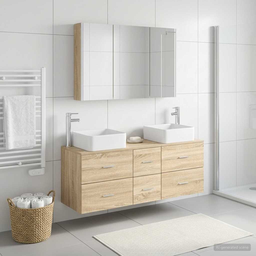 vidaXL Zestaw mebli łazienkowych 4 pcs dąb Sonoma